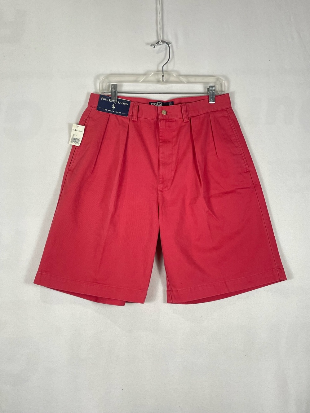 NWT Vtg Polo Ralph Lauren Salmon Pink Tyler Shorts Pleated Chino Shorts Sz 32